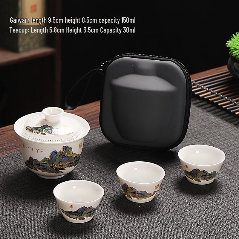 

Thousand Li Rivers & Mountains Portable Ceramic Tea Set