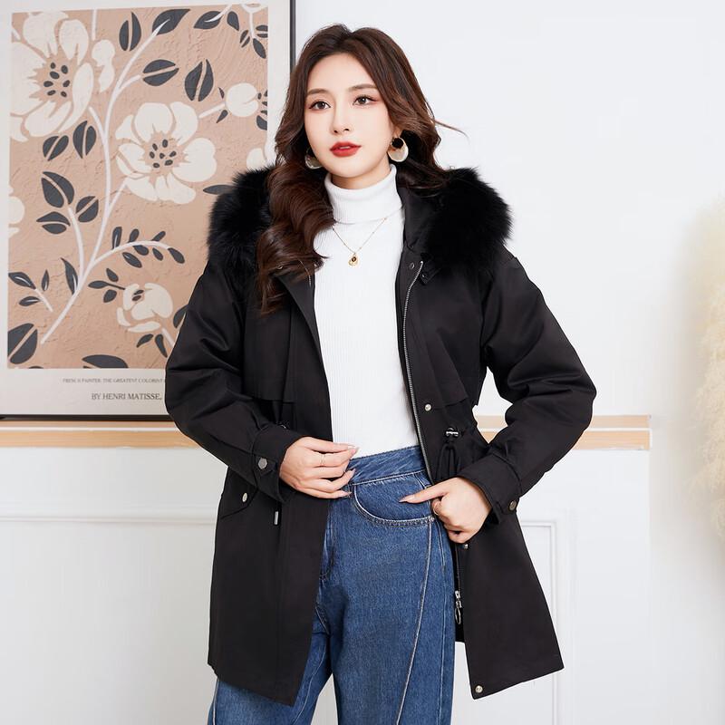 KAISER Women's Fox Fur Collar Rabbit Lined Parka