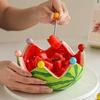 Fruit Plate And Fruit Fork Set Ceramic Watermelon Bowl with Stainless Steel Fork Multipurpose Kitchenware for Fruit Dessert Snacks
