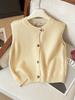 French White Layered Vest Cardigan Sweater Women Fall Winter Slim Fit Loose Knit Sleeveless Open Front Top