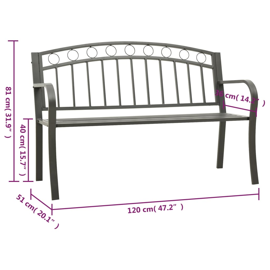 Garden Bench Gray 120 cm Steel