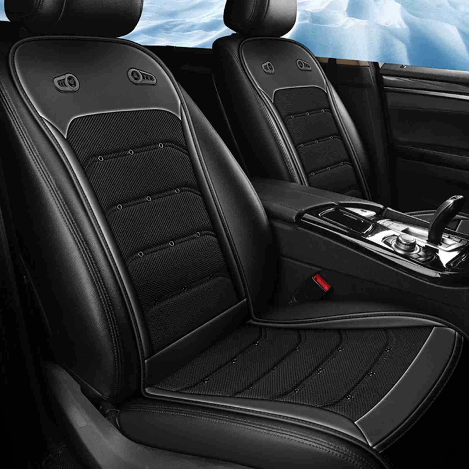 Cooling Car Seat Cushion, 12V 24V Front Seat Cooled Seat Cover with Intelligent Fans Summer Breathable Ventilated Seat blu