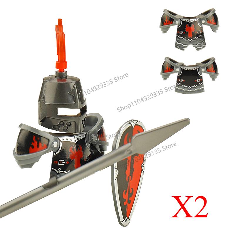 Medieval Military Soldiers Figures MOC Building Blocks Castle Black Eagle Wolf Octopus Griffin Ancient Knight Waffen Bricks Toys