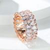 Double row water drop rose gold white diamond zircon ring temperament advanced couple women's versatile jewelry