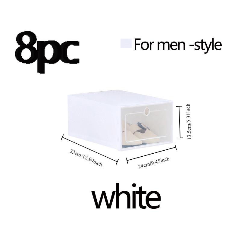 8 Pc Transparent Plastic Shoe Box, Dustproof and Moisture-proof, Home Storage, Simple Installation, Easy To Store and Move Avail