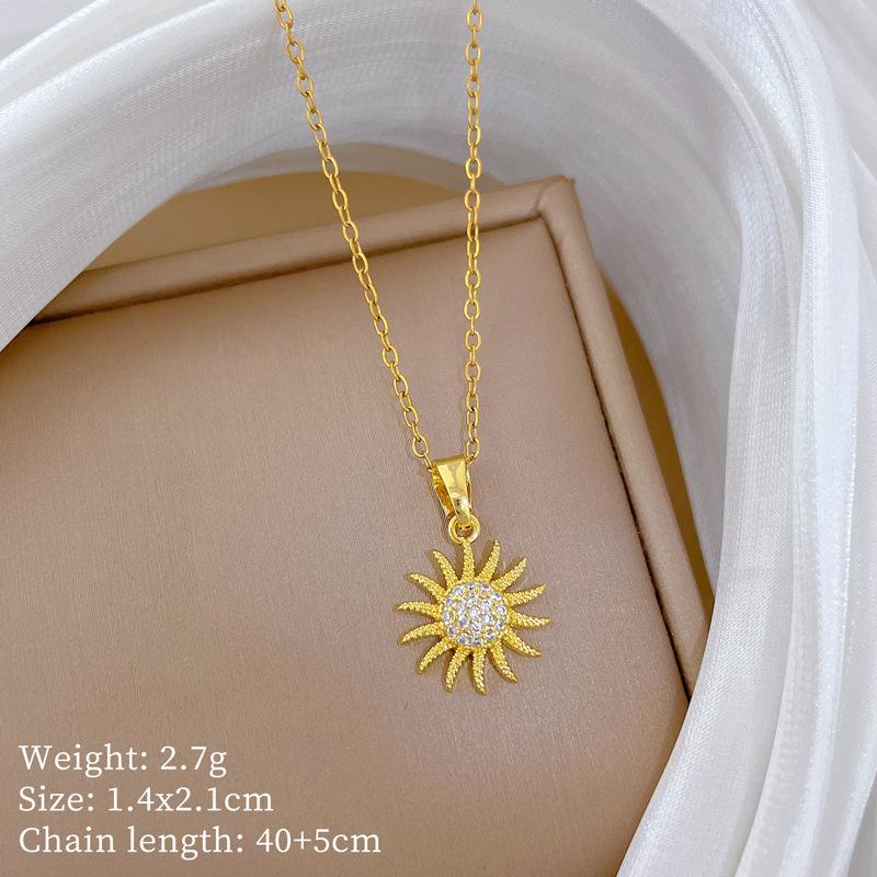 Kupfer-Mikro-Intarsien Leichter Luxus Mode Persönlichkeit Temperament Wunderschöne Voll-Diamant-Halskette Damen Vielseitige Schlüsselbein-Kette Titanstahl