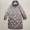 Original Single Tail Goods Down Cotton Rhombus Hood Mid-Length Cotton-padded Jacket Thick Winter Cold Protective Clothing Middle-aged Women Dress