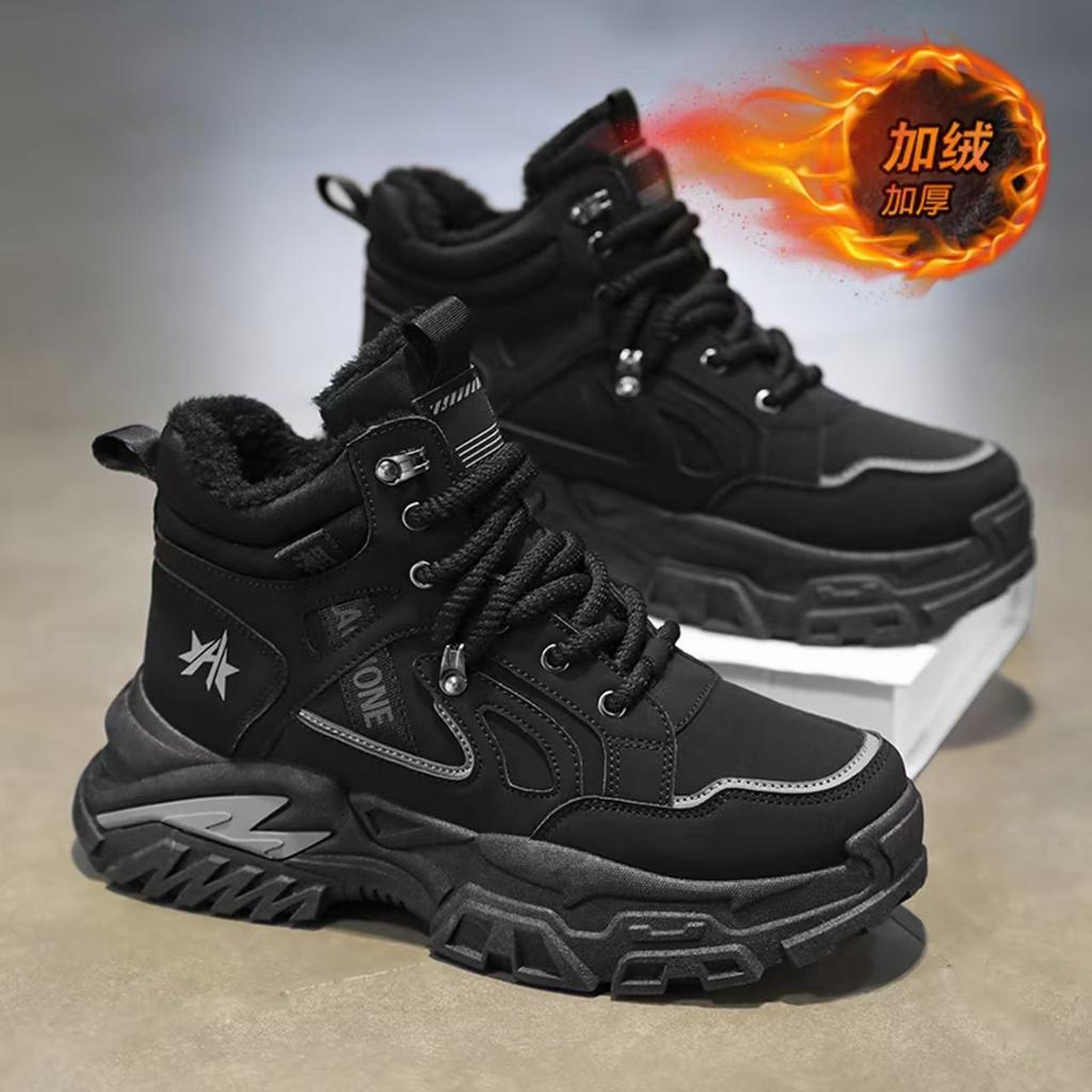 High-top men's shoes winter new velvet warm thickened cotton shoes sports dad shoes outdoor snow boots