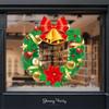 Gold Christmas Wreath & Tree Glass Door Sticker for Shop Windows