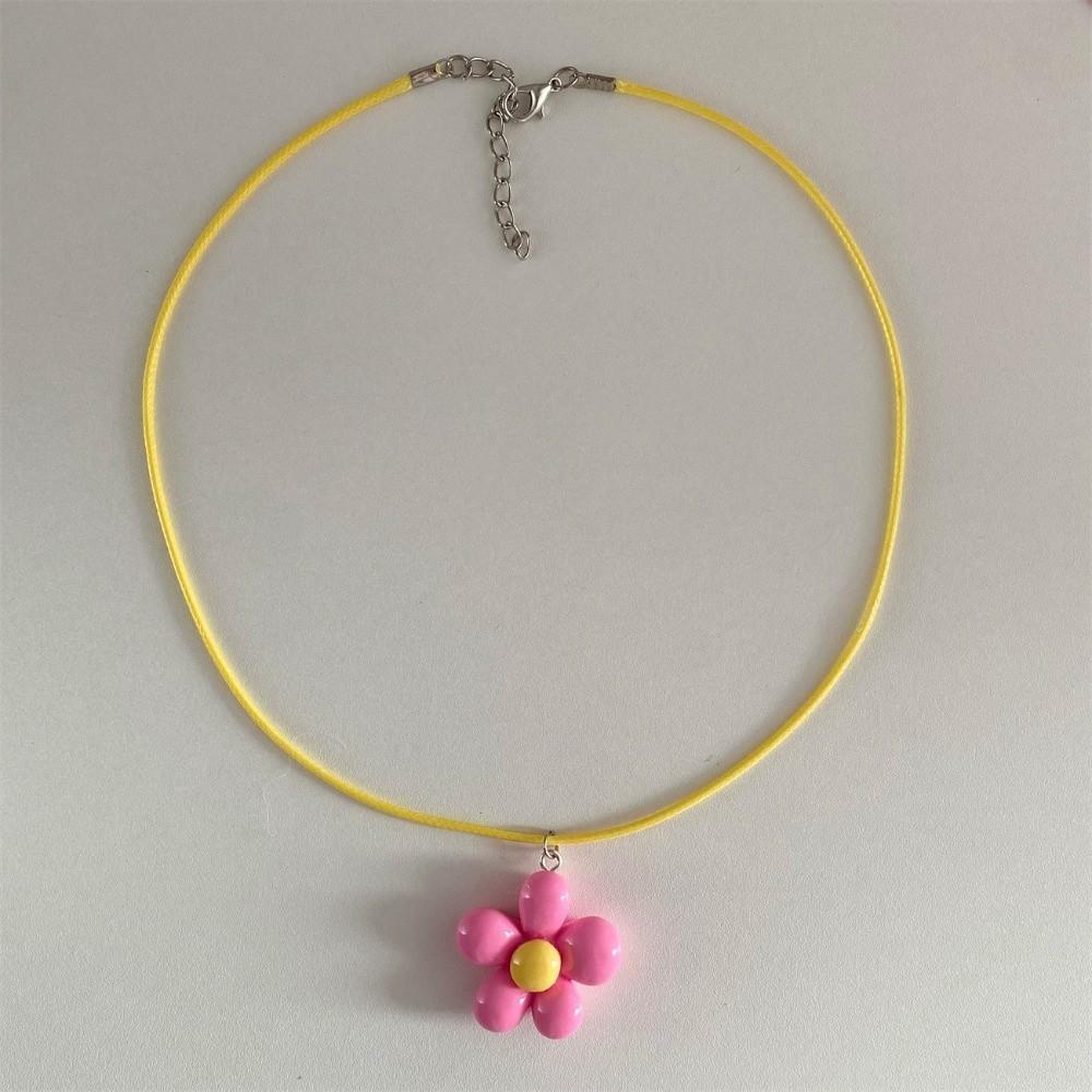 

Colorful Flower Necklace Sweet Rope Choker Neck Jewelry Statement Necklace Girl Style H