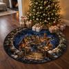 Weihnachtsbaum-Pad für Schlafzimmer 3D-Teppich, Optische Täuschung Teppichboden, Weihnachtsmann Rentier Langlebiger Polyester Feiertagsteppich Nussknacker Dekorativ