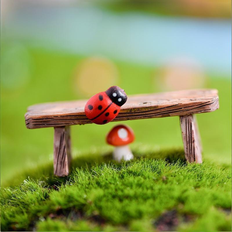 2 Pièces Mini Chaise Tabouret en Bois Miniatures Jardin de Fées Décor Banc de Couple Figurine d'Action Maison de Poupée Bricolage Accessoires