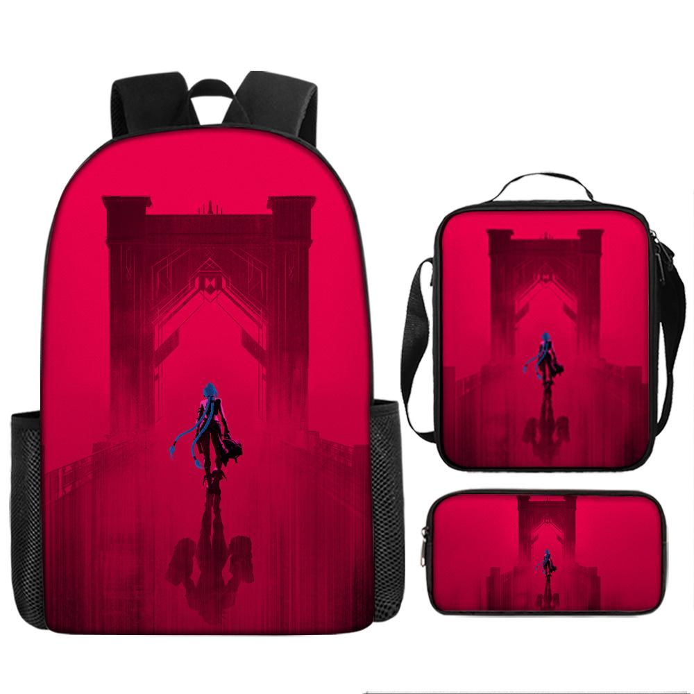 Battle of the Twin Cities Arcane Children's School Bag Pencil Case Backpack Elementary School Cartoon Backpack Three-piece Set