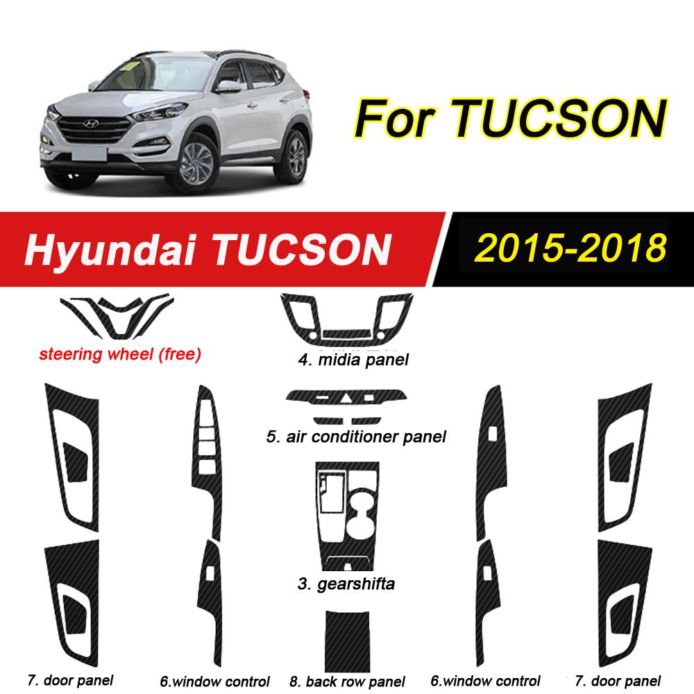 For Hyundai Tucson 2016-2021 Interior Central Control Panel Door Handle 5D Carbon Fiber Stickers Decals Car Styling Accessorie