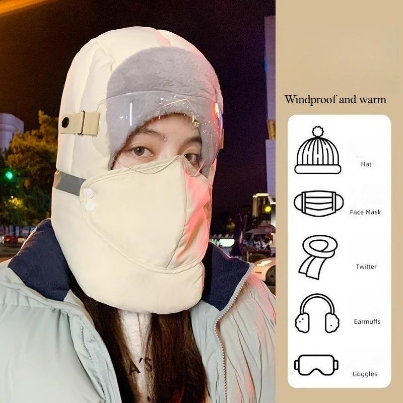 1PC hat women's winter windproof mask riding cold protection equipment piled thick hood warm Lei Feng hat men's northeast cotton hat
