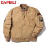 2025 Men's Khaki Embroidered Trench Coat: Spring/Autumn Military Style Bomber & Workwear Jacket