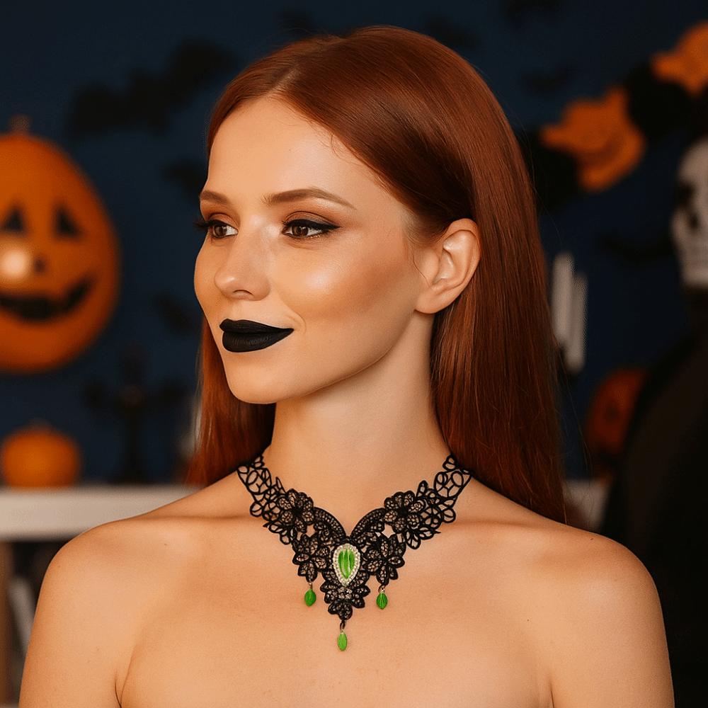 Rhinestone Halloween Necklace Pendant Halloween Clavicle Choker  Gothic Accessories