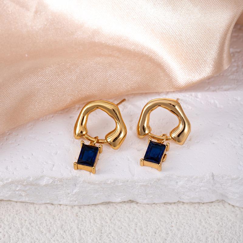 Универсальные зеленые циркониевые серьги-кольца для женщин – Легкая роскошь из нержавеющей стали