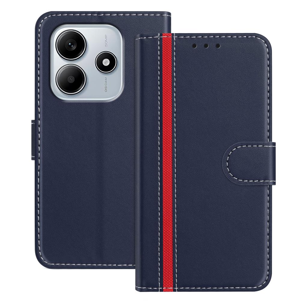 For Xiaomi Redmi Note 14 4G (164.84x78.15x8.16mm) Phone Cases Wallet Stand Color Splicing Leather Cover with Magnetic Clasp