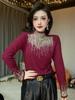 Autumn/Winter Women's Half-High Collar Long Sleeve T-Shirt: Premium Texture with Hot Drilling Details