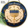 Hanukkah Festival Wooden Sign - Happy Hanukkah Round Ornament for Front Door, Wall Hanging Decor - Ideal Hanukkah Decor