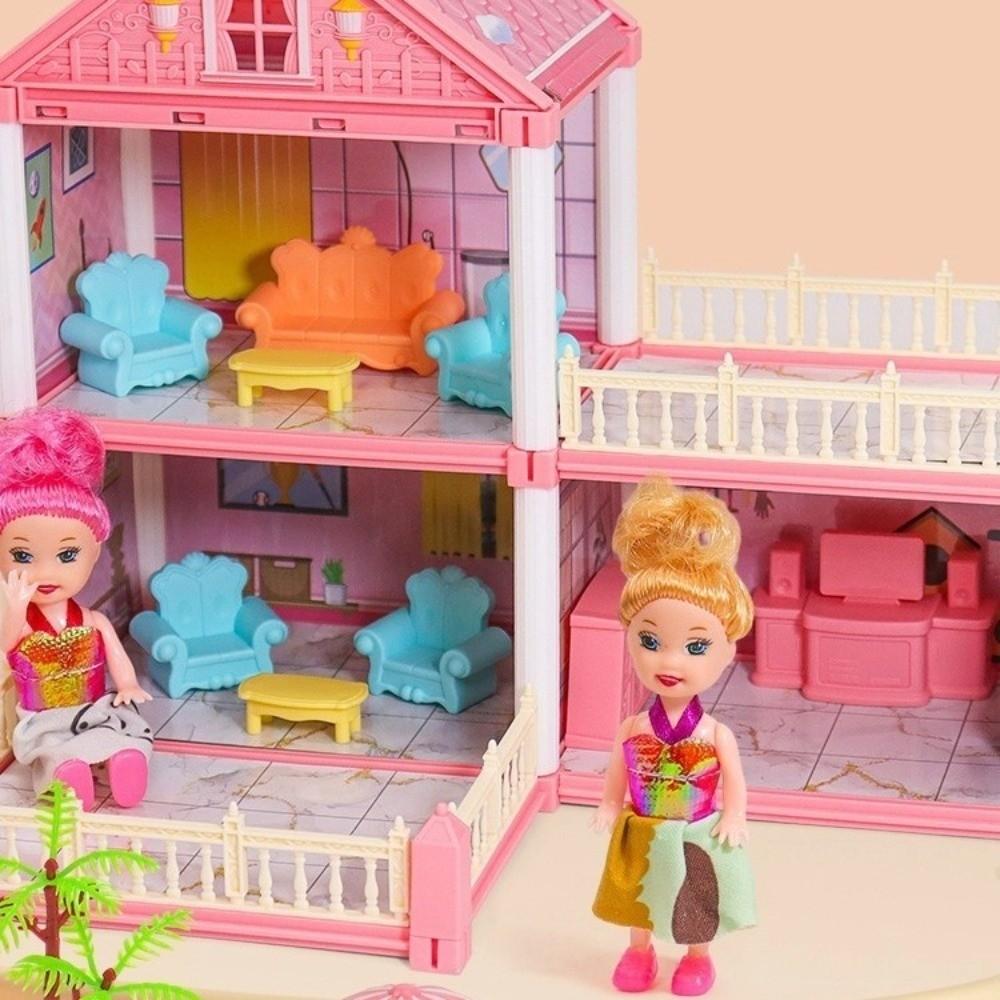 3D Doll House Set with LED Lighting Doll House Assembly Creative Villa House  Kids