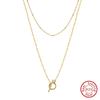 Factory S925 Sterling Silver Two Layers OT Buckle Pendant Necklace for Women Versatile Daily Wear Necklace Jewelry