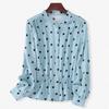 Polka Dot Silk Shirt Women's Summer Stand-up Collar Fashion Waist Mulberry Silk Shirt Cardigan