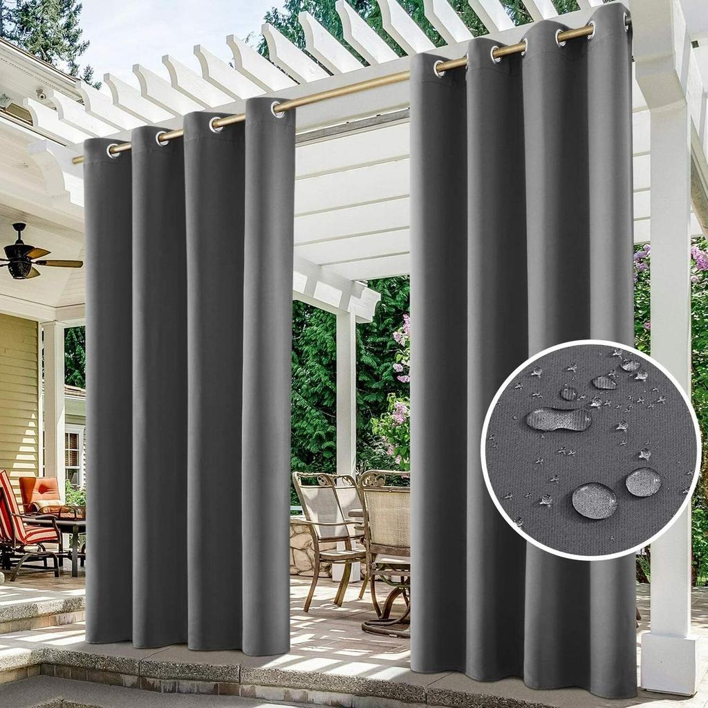 1/2/3/4 Outdoor Curtains for Patio Waterproof, Light Filtering Privacy Outside Curtains for Living Room, Gazebo, Porch, Pool