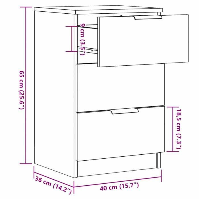VidaXL Bedside Table Artisan Oak 40x36x65 Cm Engineered Wood, Bedside Cabinet, Side Table, Bed Cabinet, 856934