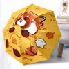 1pc Red Panda Autumn Leaves Adventure Auto Open/close, 8-Rib Iron Frame, Compact Folding Cute Umbrella All-Season Portable Umbrella for Travel 010