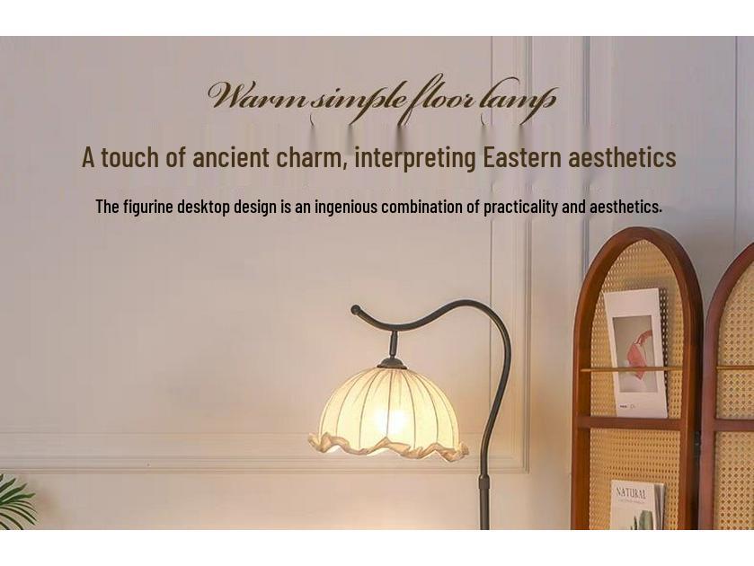 French Antique Style Floor Lamp & Integrated Bedside Table with Sofa and Coffee Table Storage Rack for Living Room or Bedroom. 