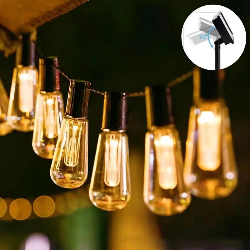 Solar Powered LED String Lights Highlight Outdoor Shatterproof Big Bulbs Garden Holiday Decor Waterproof Lights Camping Light