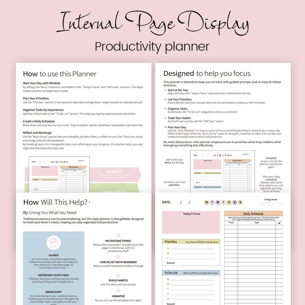 B5 Productivity Planner, Daily and Weekly Organizer with Priorities,To-Do List,Schedule,Floral Cover Journal for Time Management