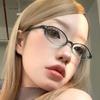 Damen Retro Ovale Brille Y2K Japanische und Koreanische Mädchen Roter Grüner Rahmen Glas Brillen Dekorativ Computer Blaulichtfilterbrille