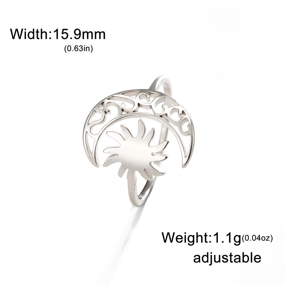 Crescent Sun Open Ring Bohemian Fashion Jewelry Unisex Birthday Gift
