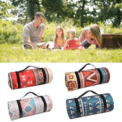 New Bohemia Retro Aluminum Film Base Foldable Picnic Blanket with Storage Rope Composite Process Camping Waterproof Damp-Proof Mat Outdoor Supplies