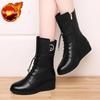 Fashion Round Toe Fleece-Lined Mid Calf Shoes Woman Fashion 2025 Footwear Comfortable and Elegant Boot Pu Y2k Half High Boots for Women