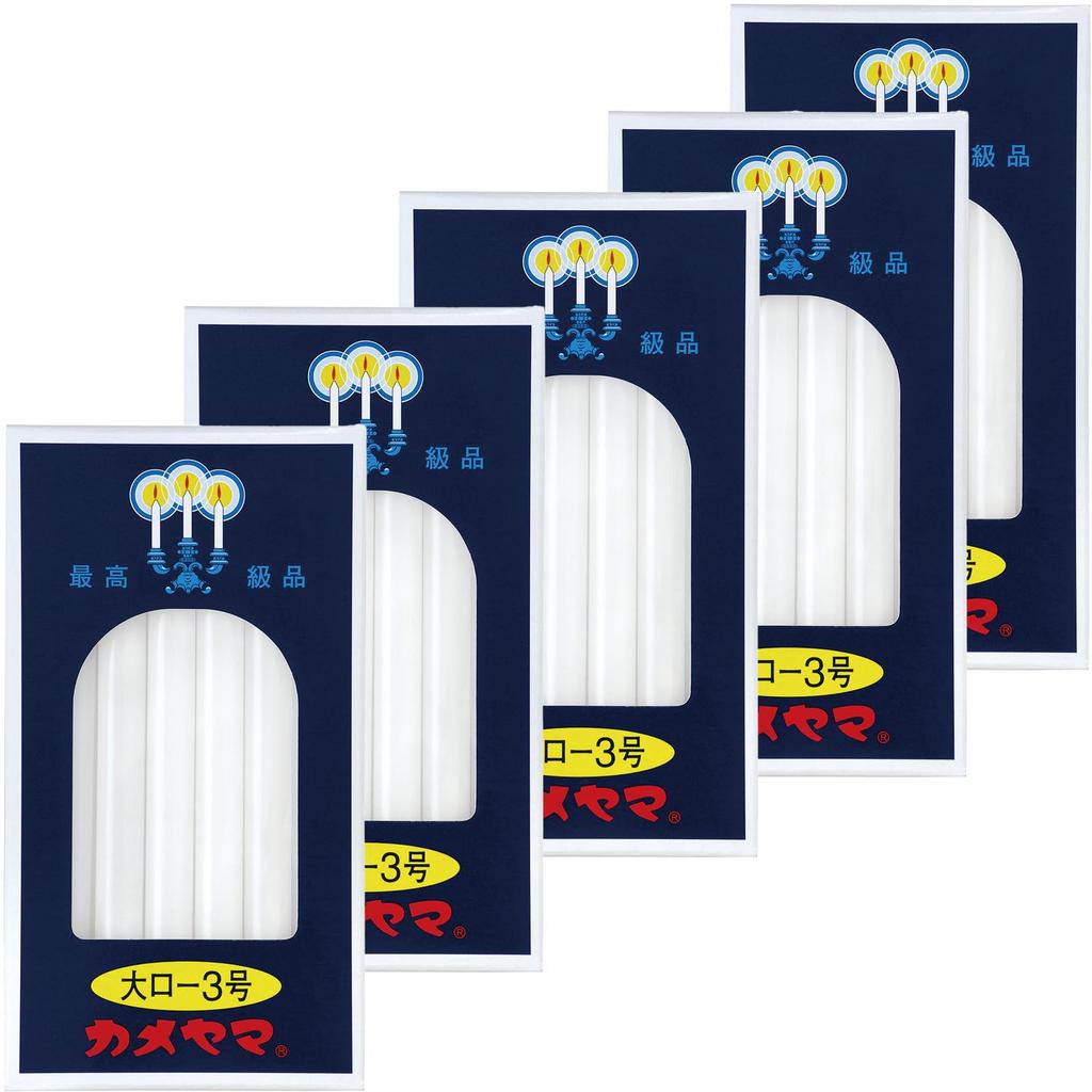 Kameyama Candles, Large Candles, Size 3, 225g, 20 Candles x 5 Packs, Approx. 1 hour 40 minutes