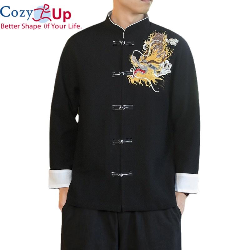 

Cozy Up Мужская контрастная пластина Пуговица Золотой Дракон Вышиванка