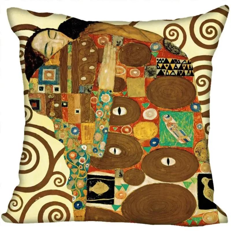 Benutzerdefinierte Kunstmuster Kissenbezüge Gustav Klimt Quadratischer Kissenbezug Weihnachten Reißverschluss-Kissenbezug 45*45cm(Eine Seite)