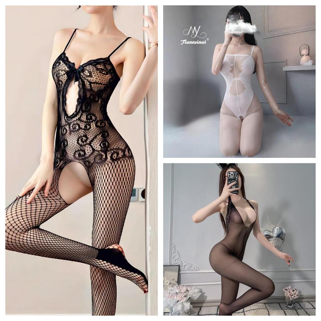 Air Hostess Lingerie Set: Sexy Maid Uniform with Stockings & Fishnet Bodysuit