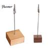 Compact Note Holder Wooden Cube Memo Clip Stand, Display Solid Wood Square Base Receipt Card Holder, Vertical for Wedding Party or Office Table