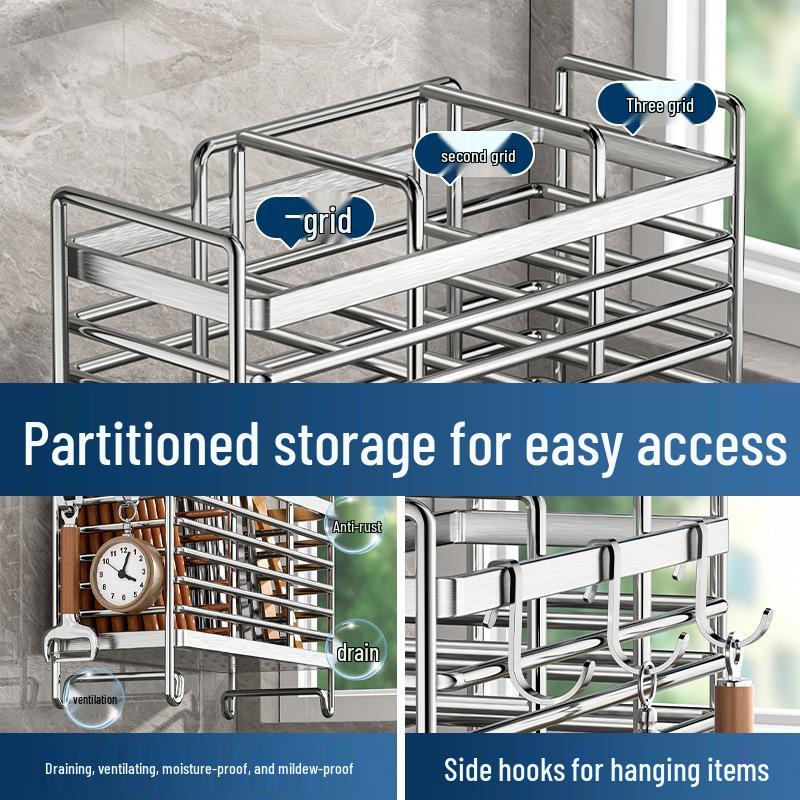 Wall-Mounted Stainless Steel Chopstick and Utensil Holder - Knife and Spoon Storage Rack