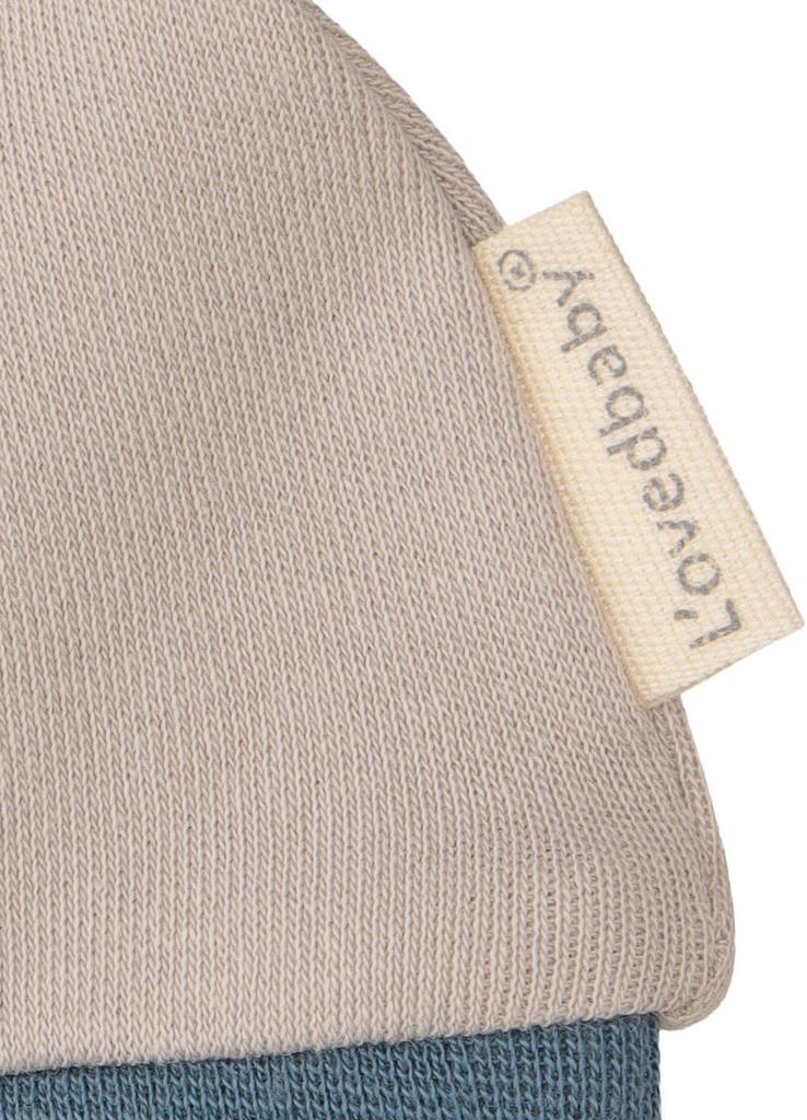 Bio Topknot Mütze Größe L'ovedbaby, Baby, sd-384, Grau/Himmelblau, 0-3M (0-3 Monate)