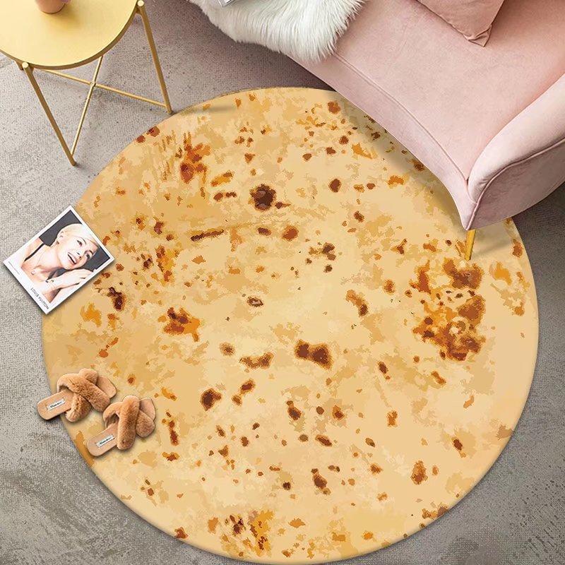 Creative Pizza Gourmet Floor Mat Living Room Decoration Round Carpet Funny Children Washable Study Rug Home Anti-slip Soft Rug