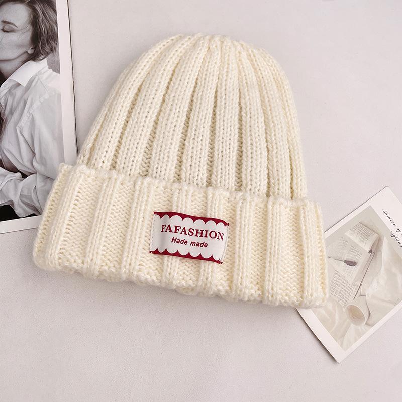 Large Head Circumference Knitted Hat for Women in Winter Korean Style All-match Cloth Label Pullover Cold Hat Showing Face Small Woolen Hat