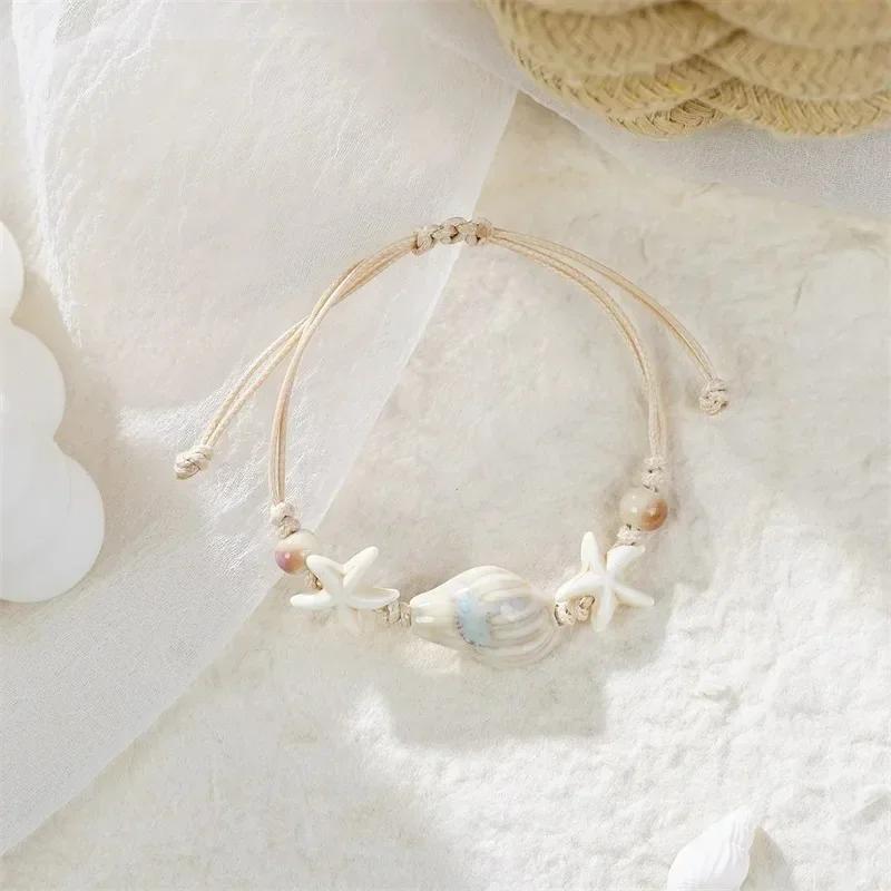 

Charm Ocean OT Buckle Bohemia Starfish Pendant Necklace for Women Handmade Rice Beads Ceramic Fish Choker Girls Party