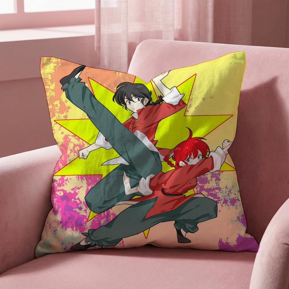 Cartoon R-Ranma1 1/2 Cushion Cover Multi-Scene Pillow Cover for Home & Car - Reversible, Soft & Durable for Daily Use