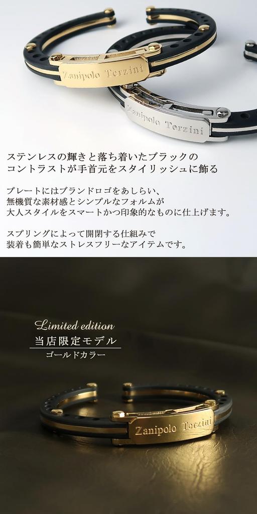 Zanipolo Tarzini Plated Rubber Bangle Bracelet (Limited Edition Gold Color) 17cm Surgical Stainless Steel